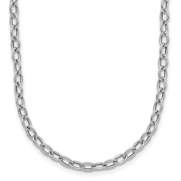 Leslie's 14K White Gold Polished Fancy Flat Cable Link Necklace Boyd Jewelers Wesley Chapel, FL