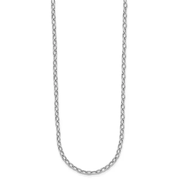 Leslie's 14K White Gold Polished Fancy Flat Cable Link Necklace Image 2 Boyd Jewelers Wesley Chapel, FL