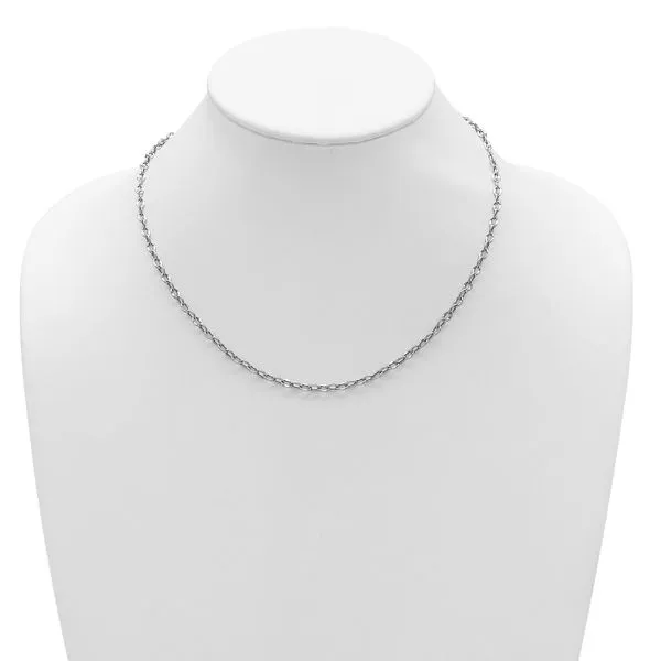 Leslie's 14K White Gold Polished Fancy Flat Cable Link Necklace Image 3 Boyd Jewelers Wesley Chapel, FL