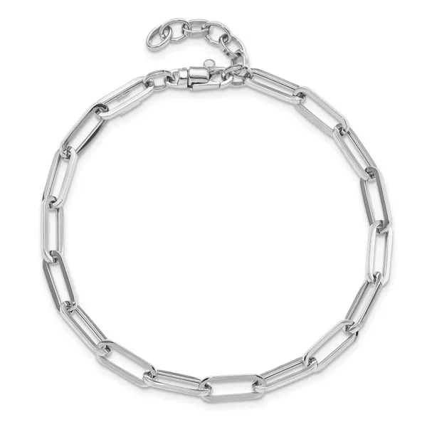 Leslie's 14K White Gold Polished Fancy Link with 1in ext Bracelet Image 4 Jewelry Design Studio Jensen Beach, FL