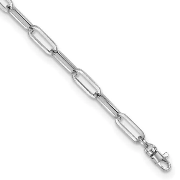 Leslie's 14K White Gold Polished Fancy Link with 1in ext Bracelet Delfine's Jewelry Charleston, WV