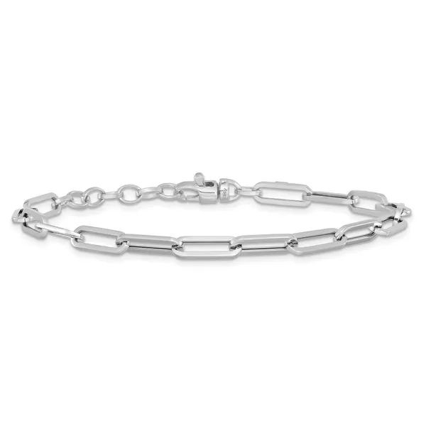 Leslie's 14K White Gold Polished Fancy Link with 1in ext Bracelet Image 3 Albert's Jewelers Kingsland, GA