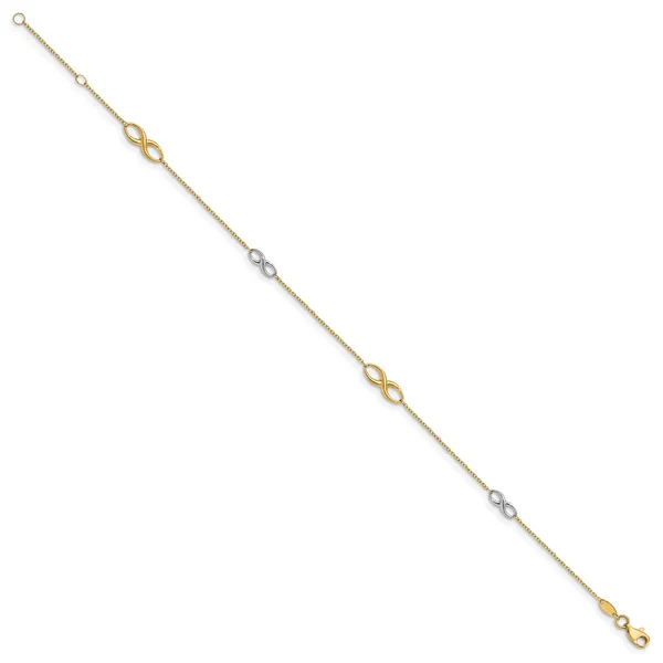 Leslie's 14K Two-tone Polished  w/1in ext. Anklet Image 2 Atlanta West Jewelry Douglasville, GA