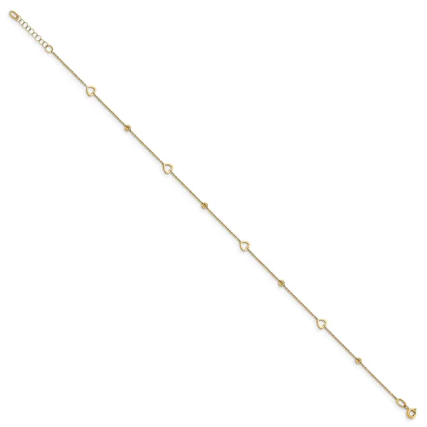 Leslie's 14K Polished and D/C Heart w/1in ext. Anklet Image 2 Diamond Design Jewelers Somerset, KY