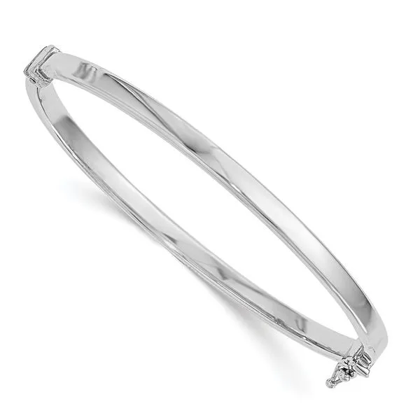 Leslie's 14K with White Rhodium Plating Polished Hinged Bangle Peran & Scannell Jewelers Houston, TX