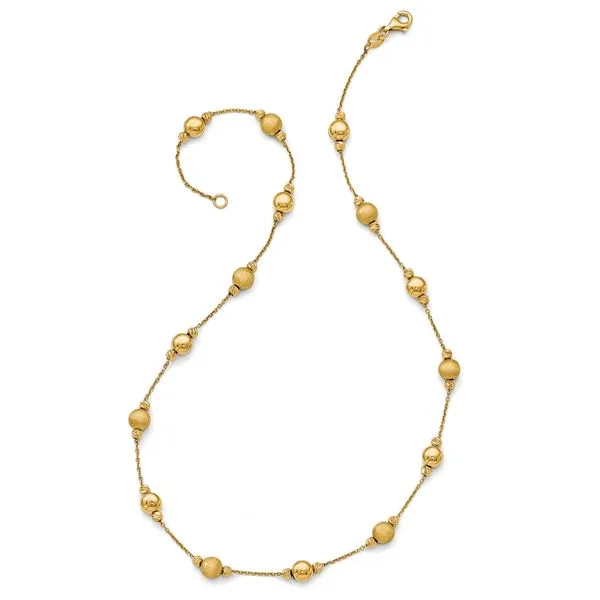 Leslie's 14K D/C Scratch Finish Polished Necklace Image 2 Peran & Scannell Jewelers Houston, TX