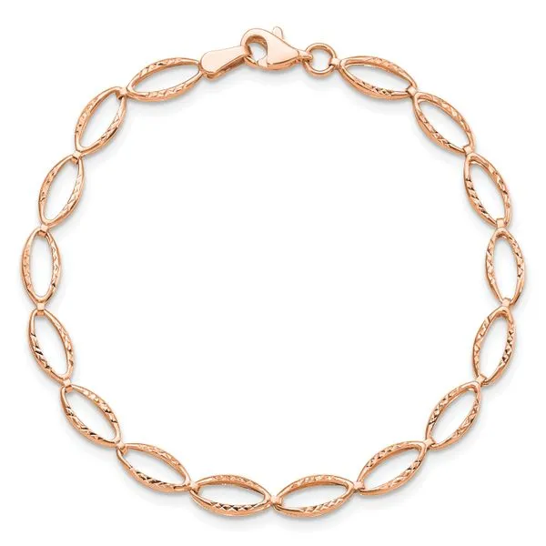 Leslie's 14K Rose Gold Polished and D/C Bracelet Image 3 Atlanta West Jewelry Douglasville, GA