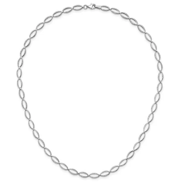 Leslie's 14K White Gold Polished and Diamond-cut Fancy Link Necklace Image 4 Delfine's Jewelry Charleston, WV