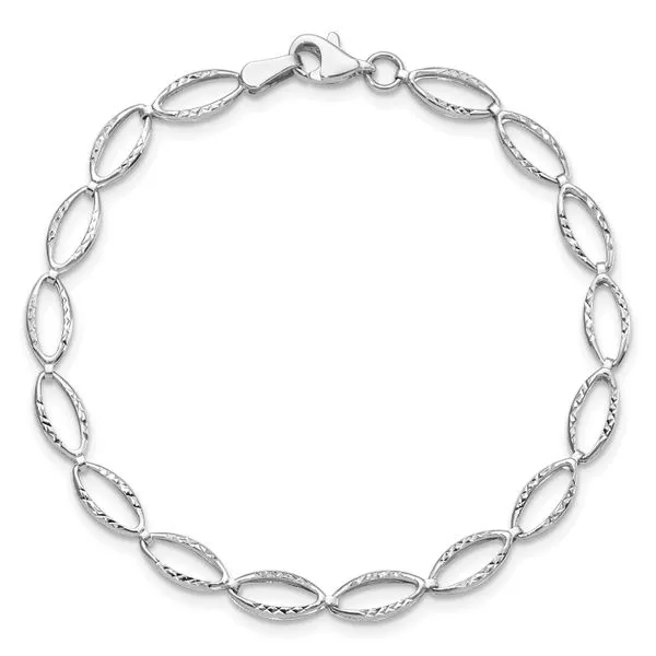 Leslie's 14K White Gold Polished and D/C Bracelet Image 4 Mitchell's Jewelry Norman, OK
