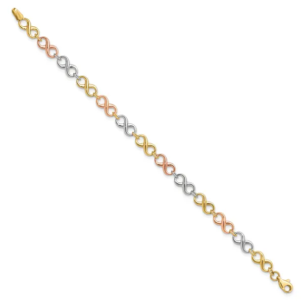 Leslie's 14K Tri-color Polished Infinity Bracelet Image 2 John E. Koller Jewelry Designs owasso, OK