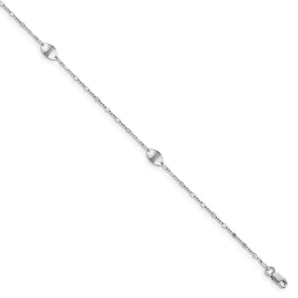 Leslie's 14K White Gold Polished with 1in ext. Anklet Johnson Jewellers Lindsay, ON