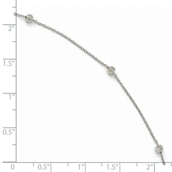 Leslie's 14K White Gold D/C Beaded with 1in ext. Anklet Image 4 Diamond Design Jewelers Somerset, KY