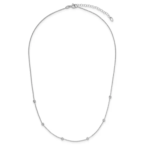 Leslie's 14K White Gold Polished and D/C Beaded 17in w/2in ext. Necklace Image 4 Trenton Jewelers Ltd. Trenton, MI