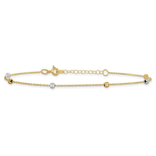 Leslie's 14K Two-Tone Polished D/C with 1in ext. Anklet Image 3 Johnson Jewellers Lindsay, ON