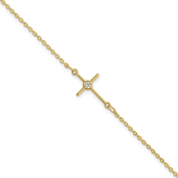 Leslie's 14K Polished CZ Cross 1in ext. Bracelet Image 2 Mitchell's Jewelry Norman, OK