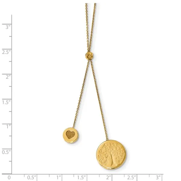 Leslie's 14K Polished Textured Heart Family Tree 2in ext. Necklace Image 4 Peran & Scannell Jewelers Houston, TX
