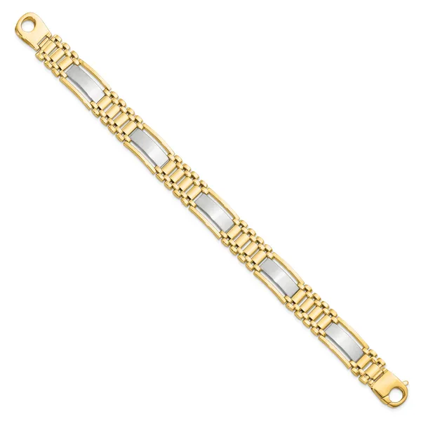 Leslie's 14K Two-tone Polished and Satin Men's Bracelet Image 2 Johnson Jewellers Lindsay, ON