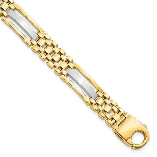 Leslie's 14K Two-tone Polished and Satin Men's Bracelet Peran & Scannell Jewelers Houston, TX