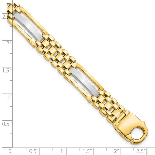 Leslie's 14K Two-tone Polished and Satin Men's Bracelet Image 3 Thomas A. Davis Jewelers Holland, MI