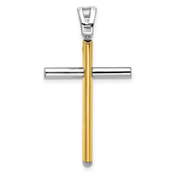 Leslie's 14K Two-tone Polished Cross Pendant Image 3 Spencer's Jewelers Athens, GA