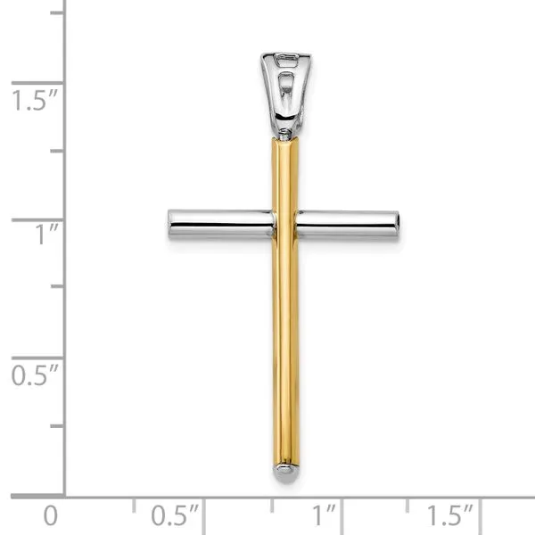 Leslie's 14K Two-tone Polished Cross Pendant Image 4 Spencer's Jewelers Athens, GA