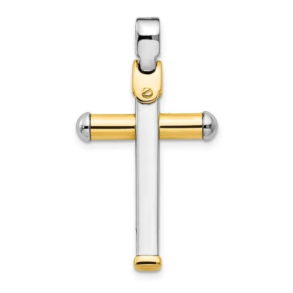 Leslie's 14K Two-tone Polished Cross Pendant Diamond Design Jewelers Somerset, KY