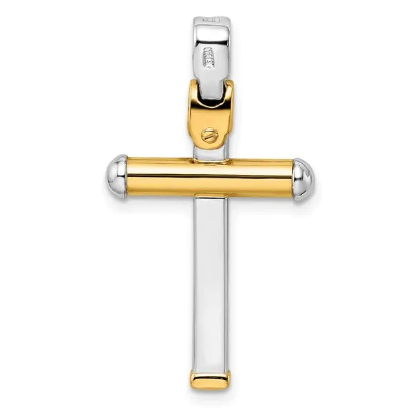 Leslie's 14K Two-tone Polished Cross Pendant Image 3 Mitchell's Jewelry Norman, OK