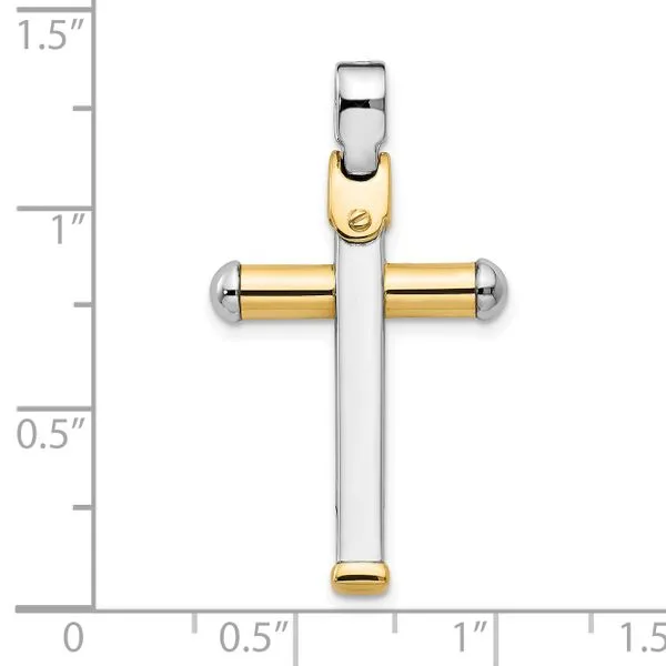 Leslie's 14K Two-tone Polished Cross Pendant Image 4 Mitchell's Jewelry Norman, OK
