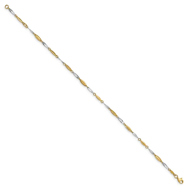 Leslie's 14K Two-tone Polished with 1in ext. Anklet Image 2 Spencer's Jewelers Athens, GA