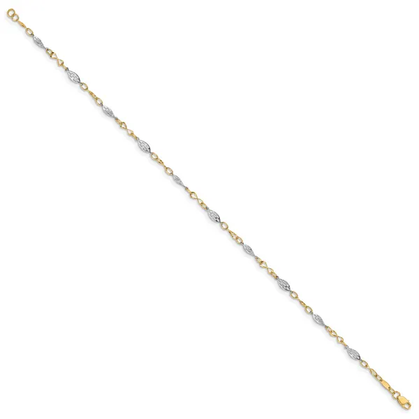 Leslie's 14K Two-tone Polished with 1in ext. Anklet Image 2 Johnson Jewellers Lindsay, ON