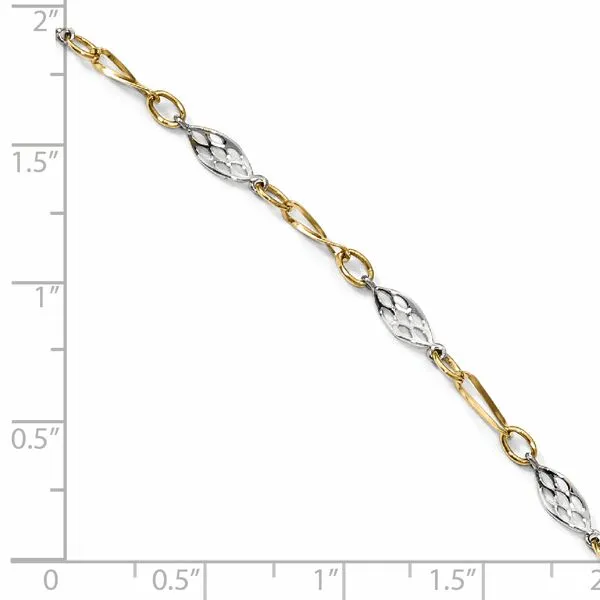 Leslie's 14K Two-tone Polished with 1in ext. Anklet Image 4 Johnson Jewellers Lindsay, ON
