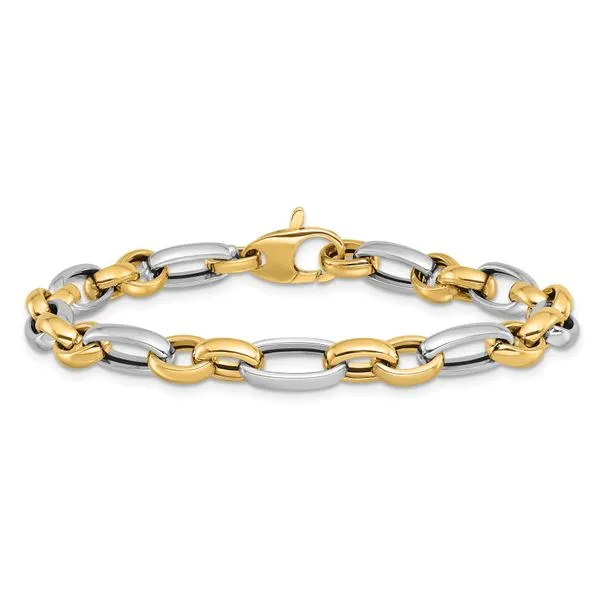 Leslie's 14K Two-tone Polished Fancy Link Bracelet Image 3 Tidwells of Greenwood Greenwood, SC