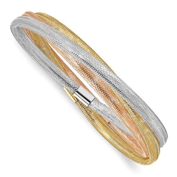 Leslie's 14k w/ Wht Rhodium and Rose Gold-plating Stretch Bracelet Tidwells of Greenwood Greenwood, SC
