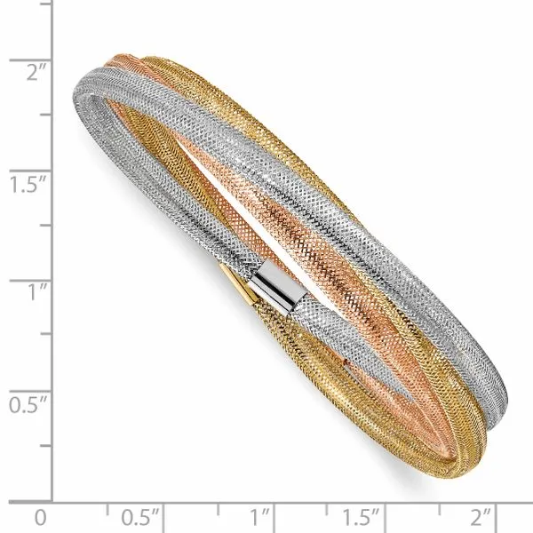 Leslie's 14k w/ Wht Rhodium and Rose Gold-plating Stretch Bracelet Image 2 Tidwells of Greenwood Greenwood, SC