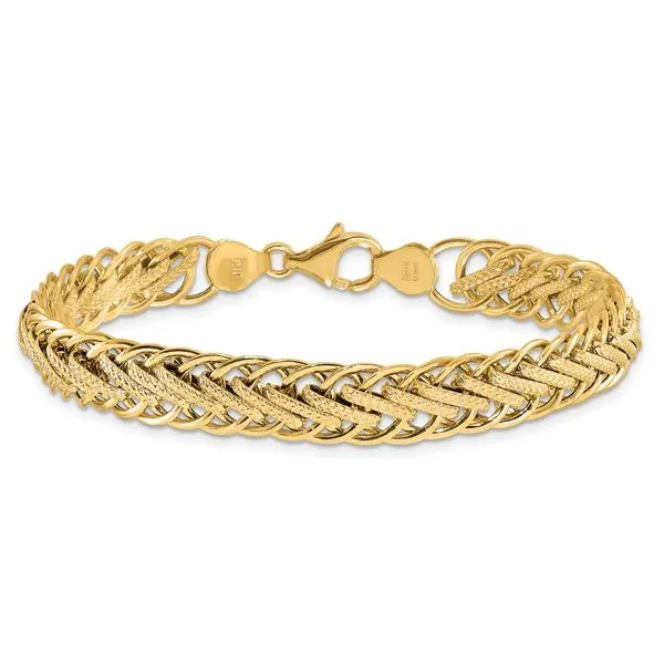 Leslie's 14K Polished and Textured Fancy Link Bracelet Image 3 Spencer's Jewelers Athens, GA