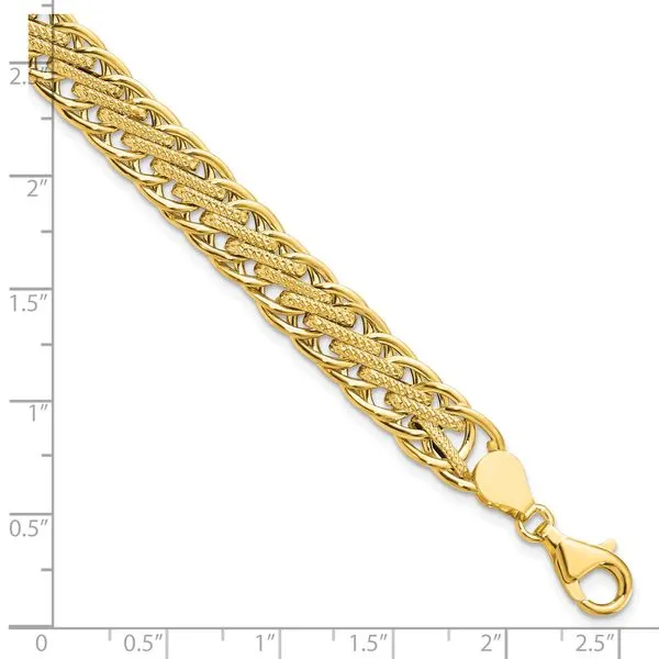 Leslie's 14K Polished and Textured Fancy Link Bracelet Image 4 Spencer's Jewelers Athens, GA