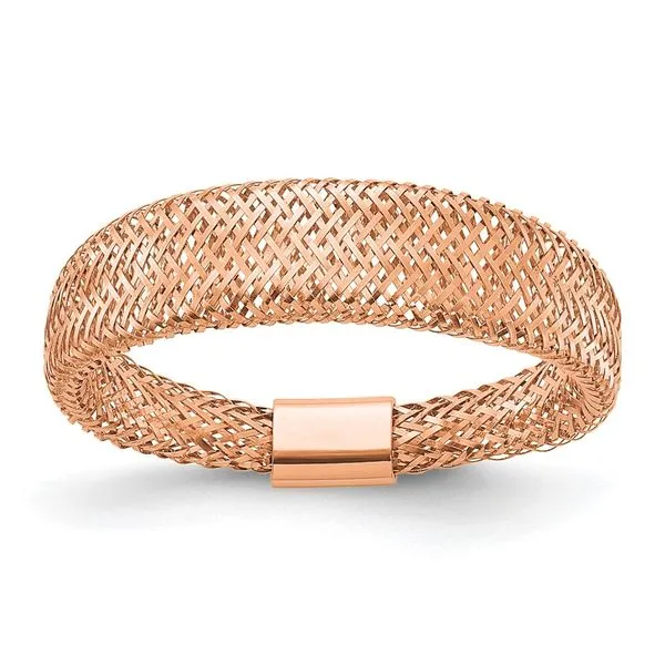 Leslie's 14K with Rose Gold Plating Mesh Tapered Stretch Ring Grayson & Co. Jewelers Iron Mountain, MI