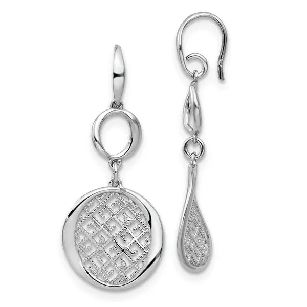 Leslie's Sterling Silver Rhodium-plated Filigree Dangle Earrings Spencer's Jewelers Athens, GA