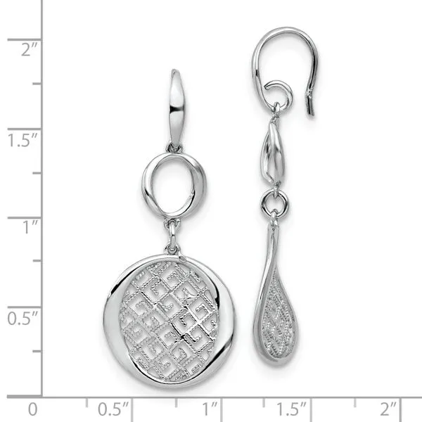 Leslie's Sterling Silver Rhodium-plated Filigree Dangle Earrings Image 4 Spencer's Jewelers Athens, GA