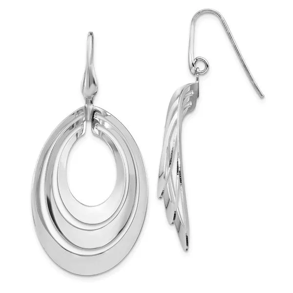 Leslie's Sterling Silver Rhodium-plated Polished and Brushed Dangle Earring Jimmy Smith Jewelers Decatur, AL