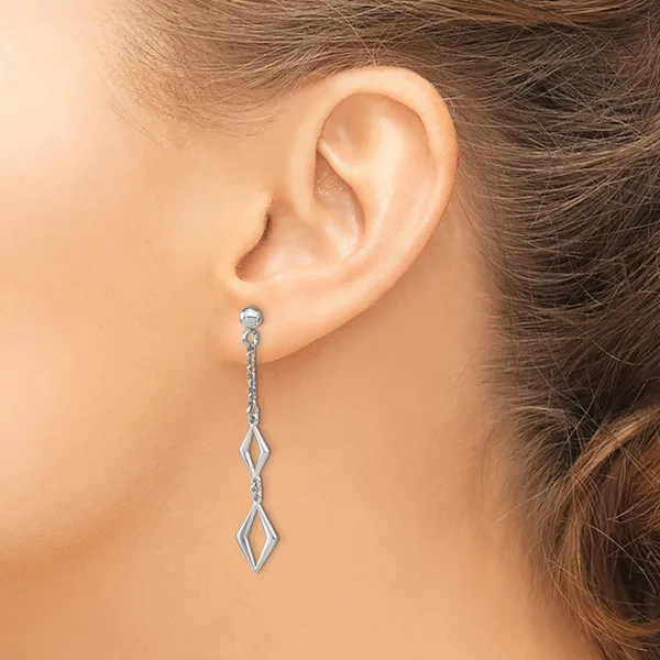 Leslie's Sterling Silver Rhodium-plated Polished Earrings Image 3 Spencer's Jewelers Athens, GA