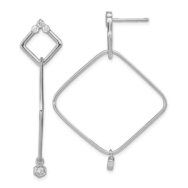 Leslie's Sterling Silver Rhodium-plated CZ Geometric Post Dangle Earrings McChristy Jewelers Columbus, NE