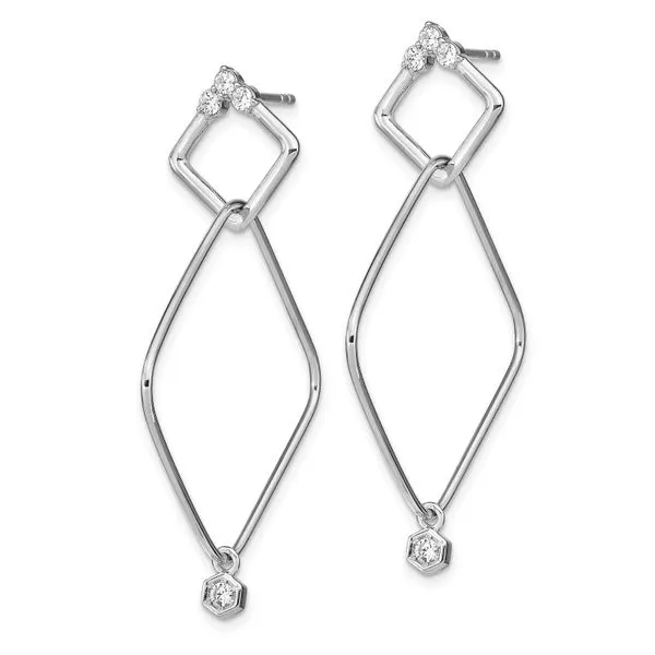 Leslie's Sterling Silver Rhodium-plated CZ Geometric Post Dangle Earrings Image 2 McChristy Jewelers Columbus, NE