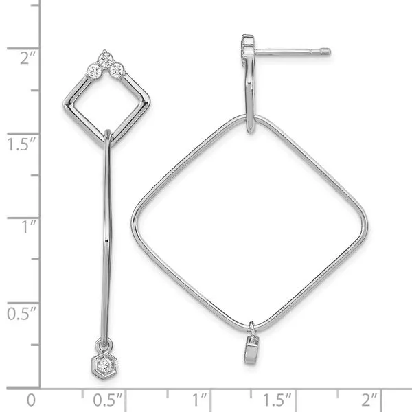 Leslie's Sterling Silver Rhodium-plated CZ Geometric Post Dangle Earrings Image 4 McChristy Jewelers Columbus, NE