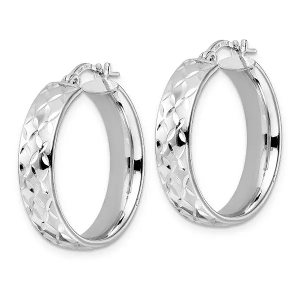 Leslie's Sterling Silver Rhod-plated Polished D/C Hoop Earrings Image 2 Mitchell's Jewelry Norman, OK