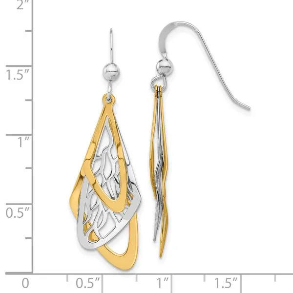 Leslie's Sterling Silver Rhodium-plated and Gold-tone Dangle Earrings Image 4 Mitchell's Jewelry Norman, OK