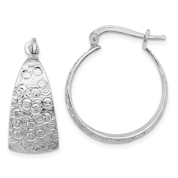 Leslie's Sterling Silver Rhodium-plated Textured Hoop Earrings Trenton Jewelers Ltd. Trenton, MI