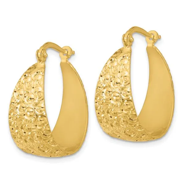 Leslie's Sterling Silver Gold-tone Textured Hoop Earrings Image 2 Albert's Jewelers Kingsland, GA
