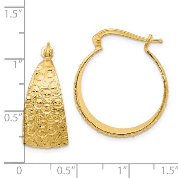Leslie's Sterling Silver Gold-tone Textured Hoop Earrings Image 4 Albert's Jewelers Kingsland, GA