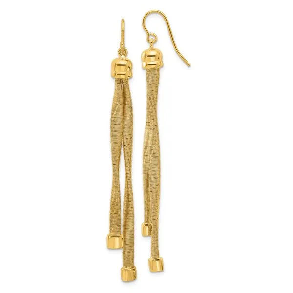 Leslie's Sterling Silver Gold-plat Twist Texture Wrapped 2-strand Earrings Diny's Jewelers Middleton, WI